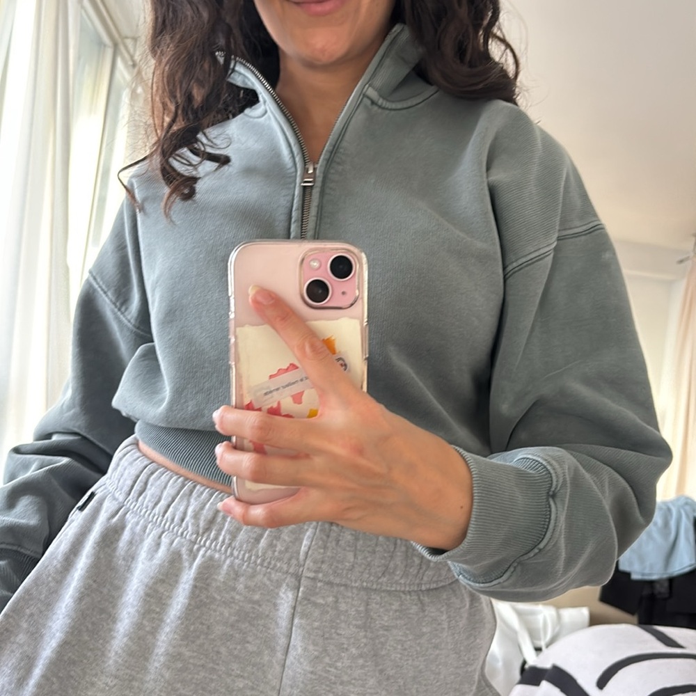 Wilfred Free Cropped Teal Sweatshirt XS